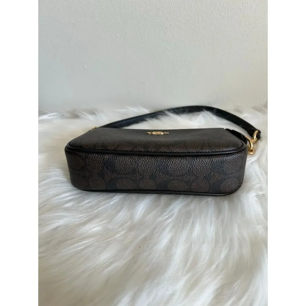 Coach Nolita 19 Brown Black Signature Canvas Shoulder Bag Excellent